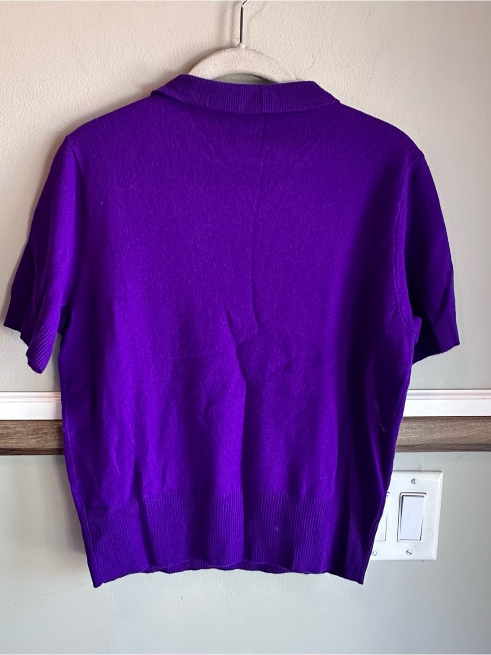 Polo Ralph Lauren 100% Cashmere Purple Collar Short Sleeve Sweater - Picture 2 of 4